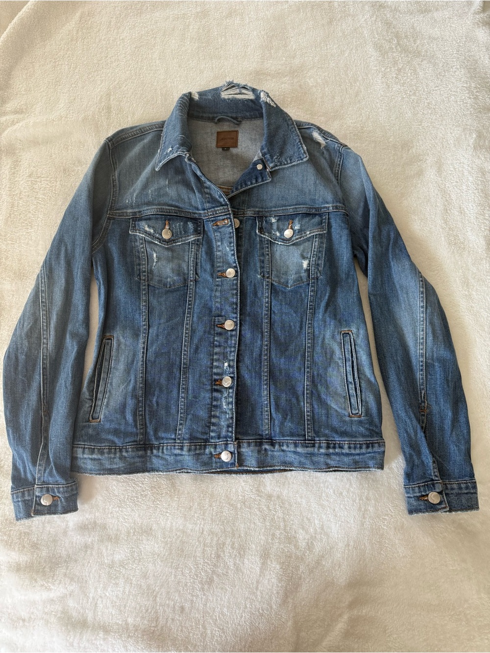 Joe’s Jeans Distressed Denim Trucker Jacket Frannie Wash Size S